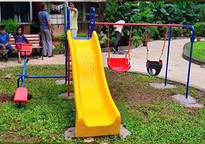  Combination set of mini slide see saw and swings age group 2-5