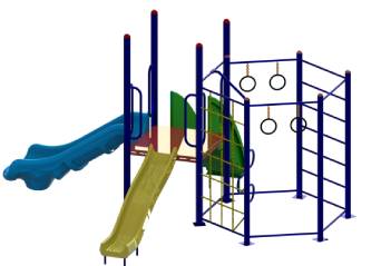 Combination of 2 slides with Frp ladder for kids
