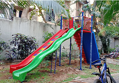 Combination of 2 slides with rock climber for kids at dahisar