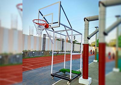 Movable basketball pole